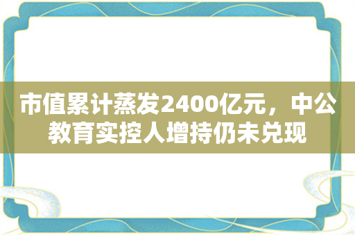 市值累计蒸发2400亿元，中公教育实控人增持仍未兑现