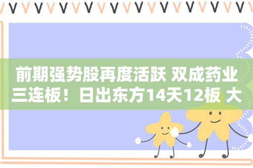 前期强势股再度活跃 双成药业三连板！日出东方14天12板 大千生态13连板