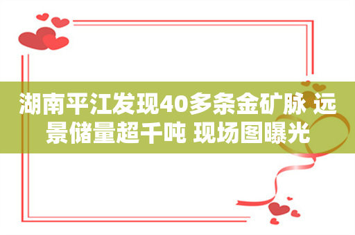 湖南平江发现40多条金矿脉 远景储量超千吨 现场图曝光