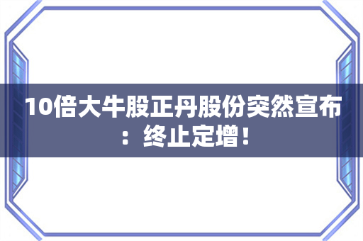 10倍大牛股正丹股份突然宣布：终止定增！