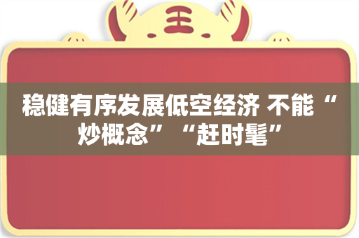 稳健有序发展低空经济 不能“炒概念”“赶时髦”