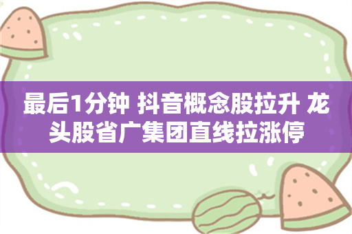 最后1分钟 抖音概念股拉升 龙头股省广集团直线拉涨停