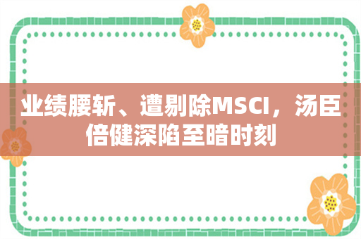 业绩腰斩、遭剔除MSCI，汤臣倍健深陷至暗时刻