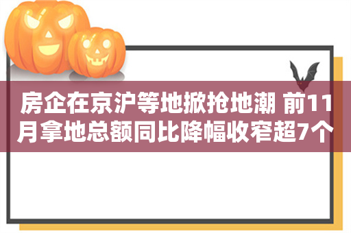 房企在京沪等地掀抢地潮 前11月拿地总额同比降幅收窄超7个百分点