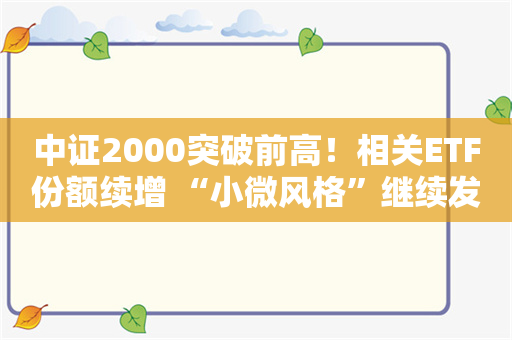 中证2000突破前高！相关ETF份额续增 “小微风格”继续发酵 这些股融资客已重仓