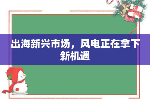 出海新兴市场，风电正在拿下新机遇