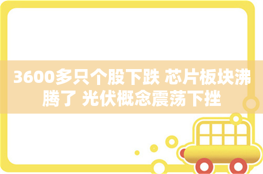 3600多只个股下跌 芯片板块沸腾了 光伏概念震荡下挫