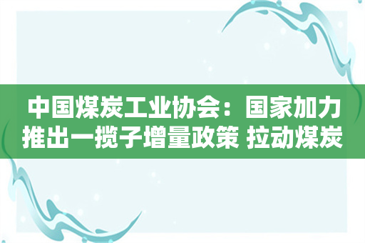 中国煤炭工业协会：国家加力推出一揽子增量政策 拉动煤炭消费需求增加