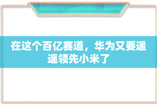 在这个百亿赛道，华为又要遥遥领先小米了