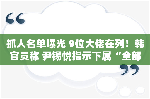 抓人名单曝光 9位大佬在列！韩官员称 尹锡悦指示下属“全部抓起来 彻底清理”！