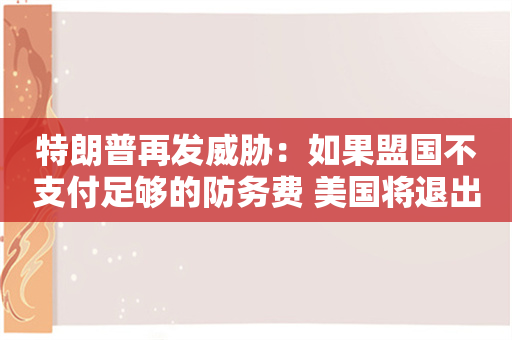 特朗普再发威胁：如果盟国不支付足够的防务费 美国将退出北约