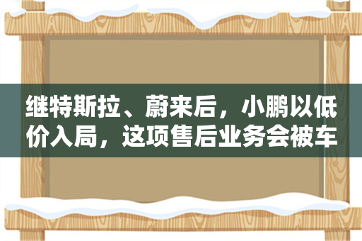 继特斯拉、蔚来后，小鹏以低价入局，这项售后业务会被车企控盘吗？