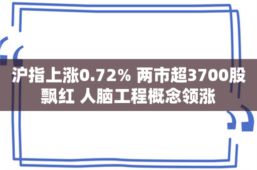 沪指上涨0.72% 两市超3700股飘红 人脑工程概念领涨