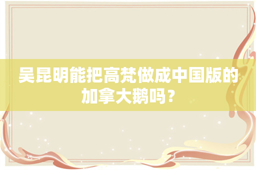 吴昆明能把高梵做成中国版的加拿大鹅吗？