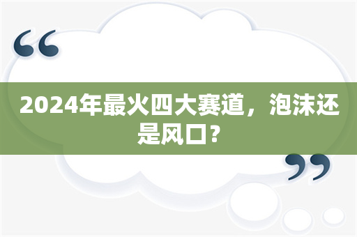 2024年最火四大赛道，泡沫还是风口？