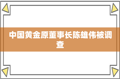 中国黄金原董事长陈雄伟被调查