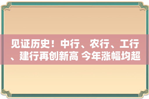 见证历史！中行、农行、工行、建行再创新高 今年涨幅均超40%