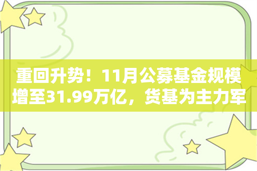 重回升势！11月公募基金规模增至31.99万亿，货基为主力军