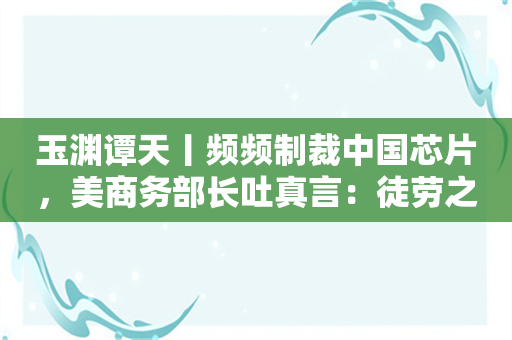 玉渊谭天丨频频制裁中国芯片，美商务部长吐真言：徒劳之举