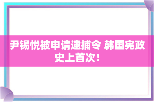 尹锡悦被申请逮捕令 韩国宪政史上首次！