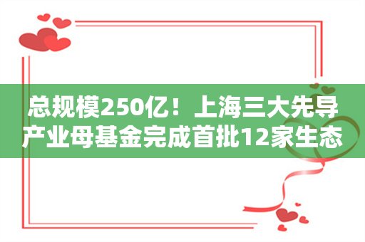 总规模250亿！上海三大先导产业母基金完成首批12家生态合作基金签约