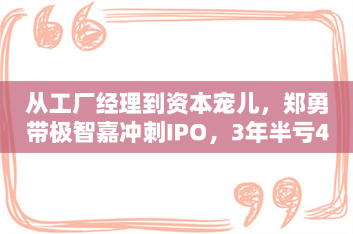 从工厂经理到资本宠儿，郑勇带极智嘉冲刺IPO，3年半亏42亿元