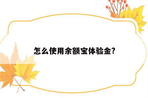 怎么使用余额宝体验金?