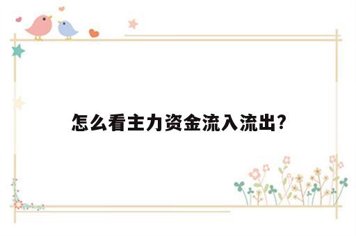 怎么看主力资金流入流出?