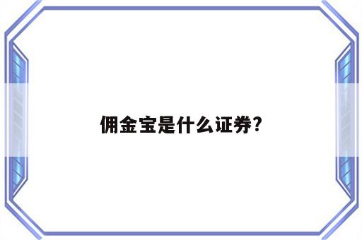 佣金宝是什么证券?