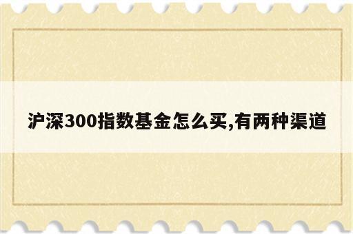 沪深300指数基金怎么买,有两种渠道