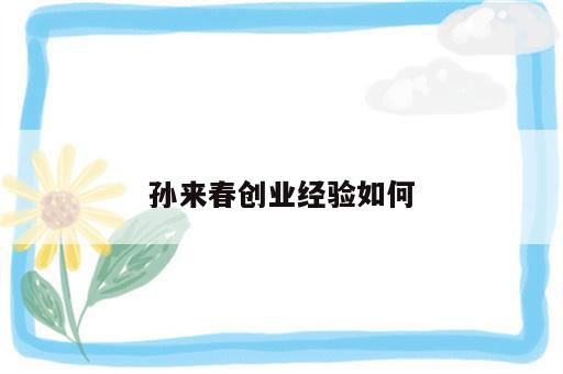 孙来春创业经验如何