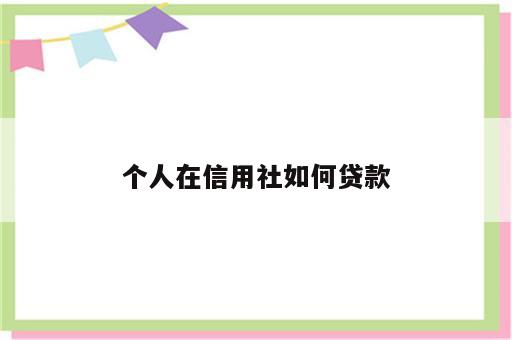 个人在信用社如何贷款