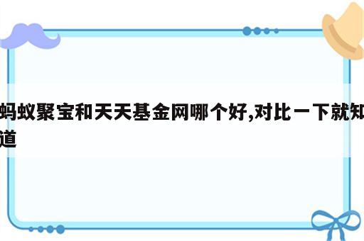 蚂蚁聚宝和天天基金网哪个好,对比一下就知道