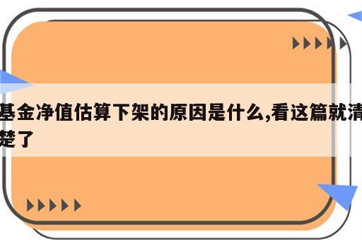 基金净值估算下架的原因是什么,看这篇就清楚了