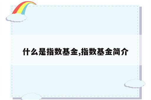 什么是指数基金,指数基金简介