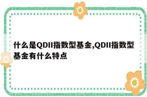 什么是QDII指数型基金,QDII指数型基金有什么特点