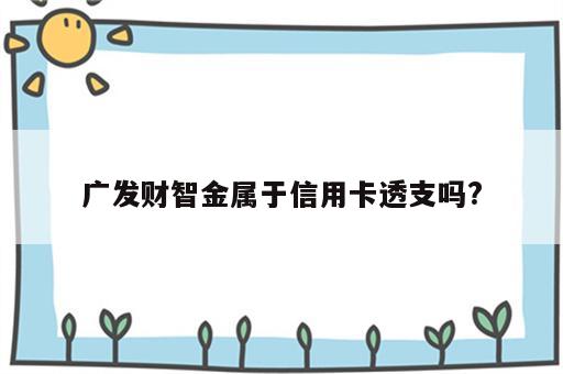 广发财智金属于信用卡透支吗?