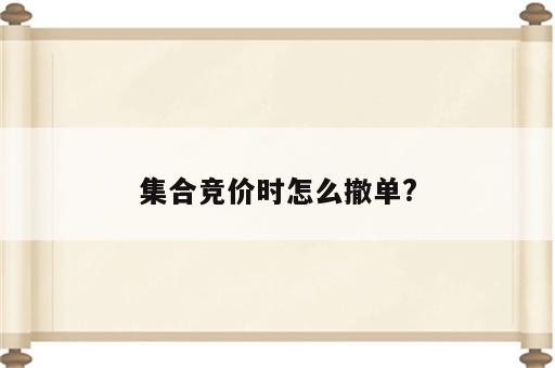 集合竞价时怎么撤单?