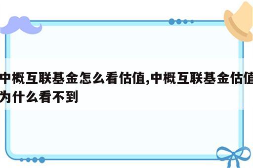 中概互联基金怎么看估值,中概互联基金估值为什么看不到