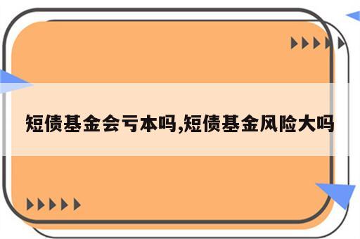 短债基金会亏本吗,短债基金风险大吗