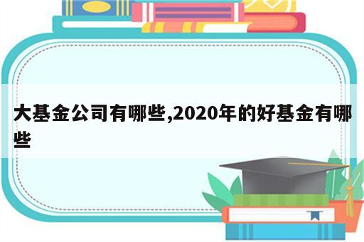 大基金公司有哪些,2020年的好基金有哪些