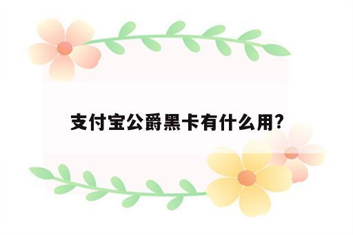 支付宝公爵黑卡有什么用?