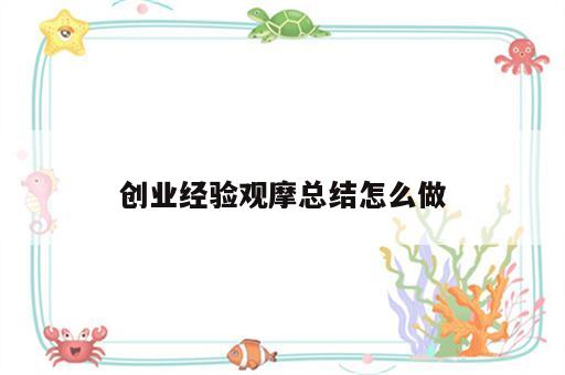 创业经验观摩总结怎么做