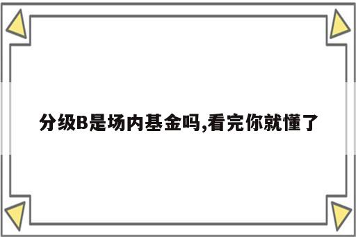 分级B是场内基金吗,看完你就懂了