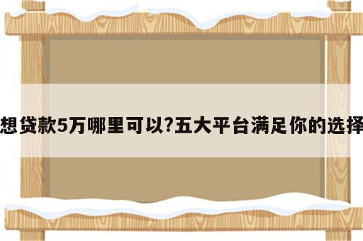 想贷款5万哪里可以?五大平台满足你的选择