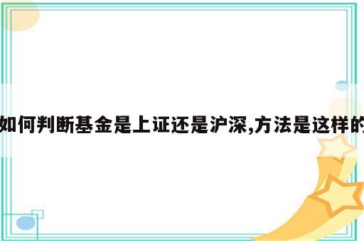 如何判断基金是上证还是沪深,方法是这样的