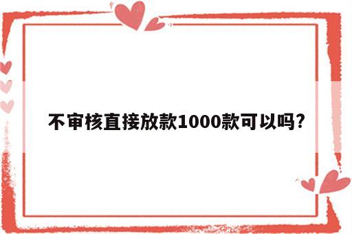 不审核直接放款1000款可以吗?