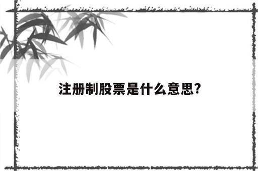 注册制股票是什么意思?