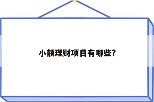 小额理财项目有哪些?