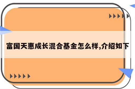 富国天惠成长混合基金怎么样,介绍如下